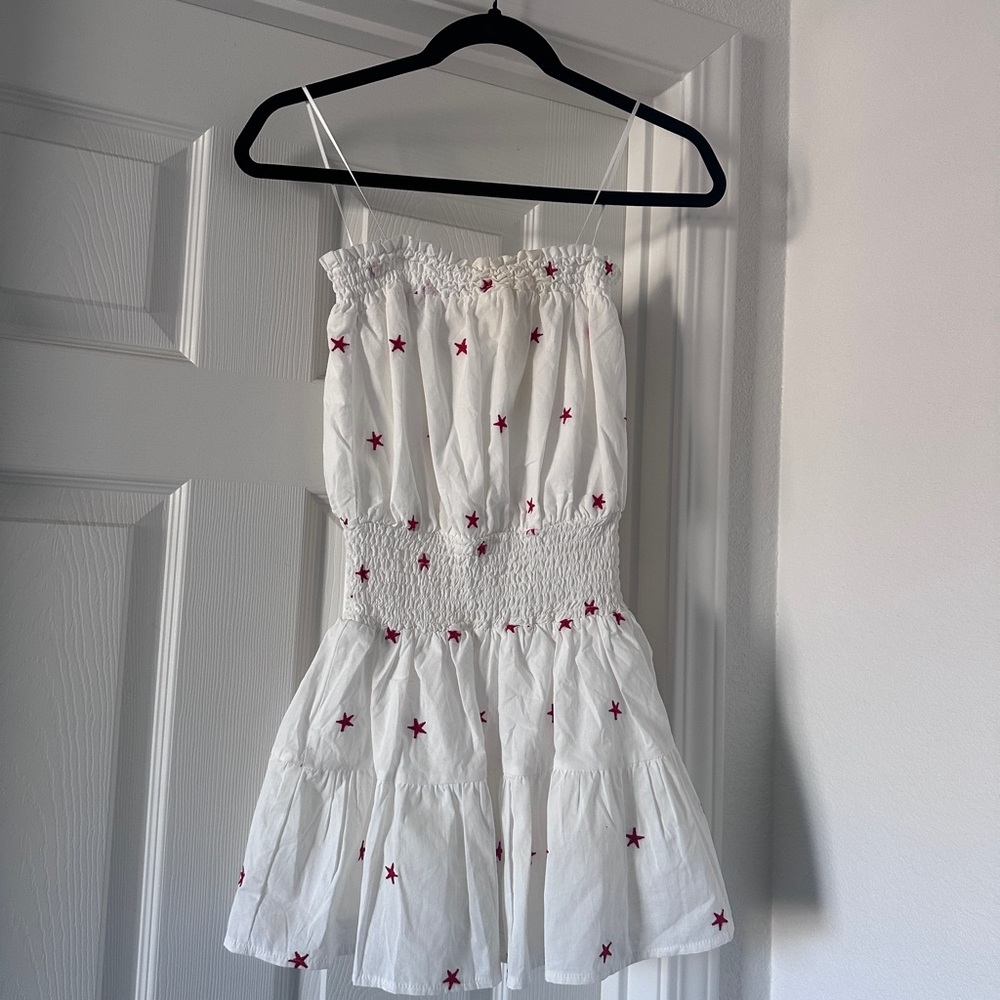 Adorable Women’s White Romper with Red Star Accents